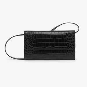 The Flap Wallet - Black Croc
